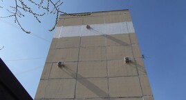 Теплоизоляция торца многоэтажного дома в Волгограде краской АСТРАТЕК